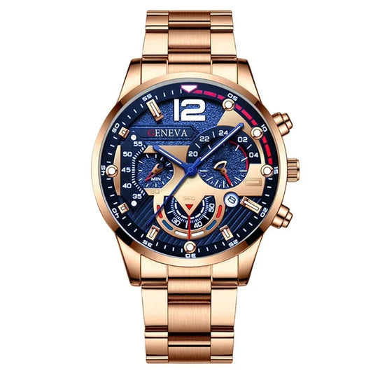 Luxury Men's Stainless Steel Quartz Watch – Creative Six-Pin Business & Sports Wristwatch