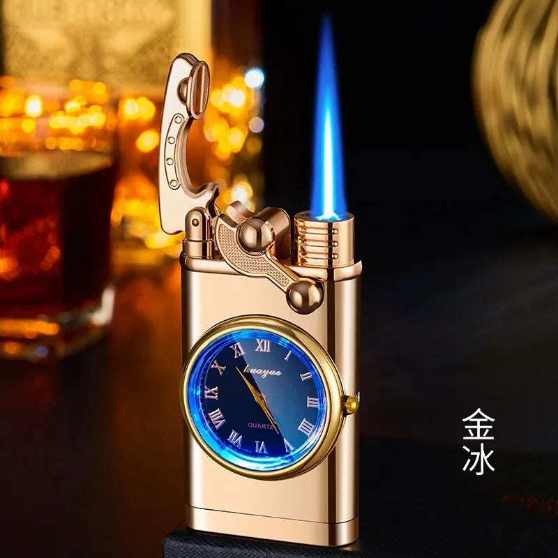 Creative Watch Windproof Gas Lighter with LED – Men’s Jet Flame Gadget