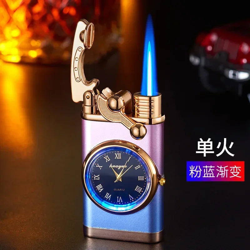 Creative Watch Windproof Gas Lighter with LED – Men’s Jet Flame Gadget