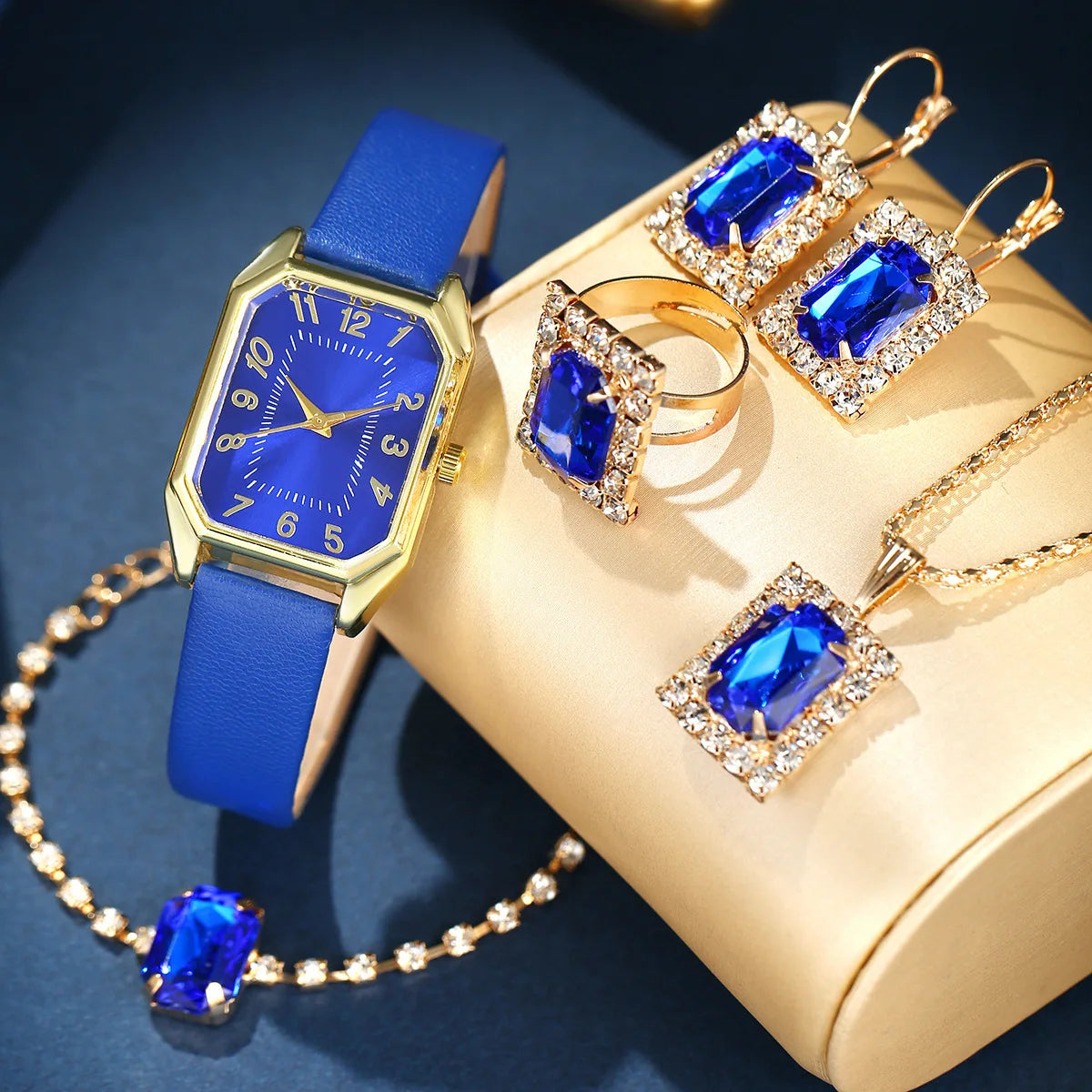 Luxury Square Women's Watch & Jewelry Set – Classic Quartz Design