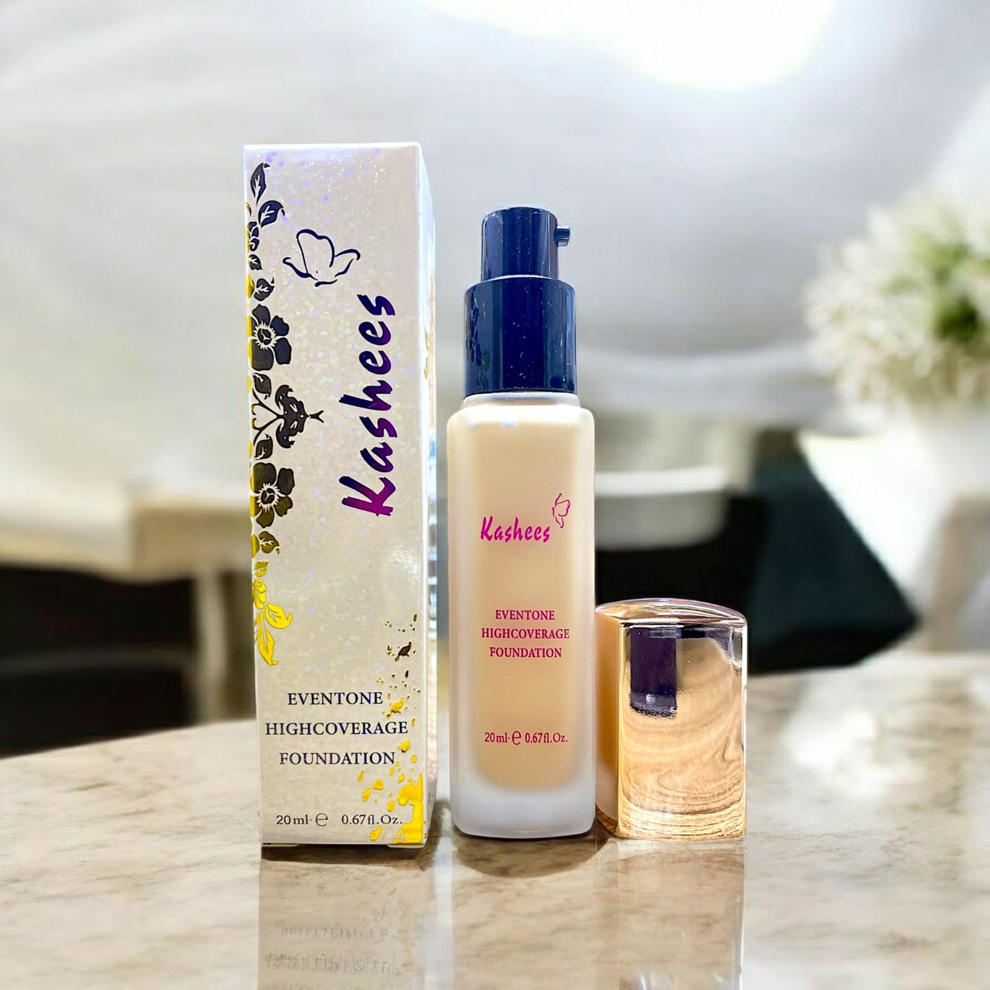 Kashee’s 24 Hrs High Coverage Foundation 20ml – Matte Finish, Lightweight Full Coverage Liquid Foundation (Shade 2)