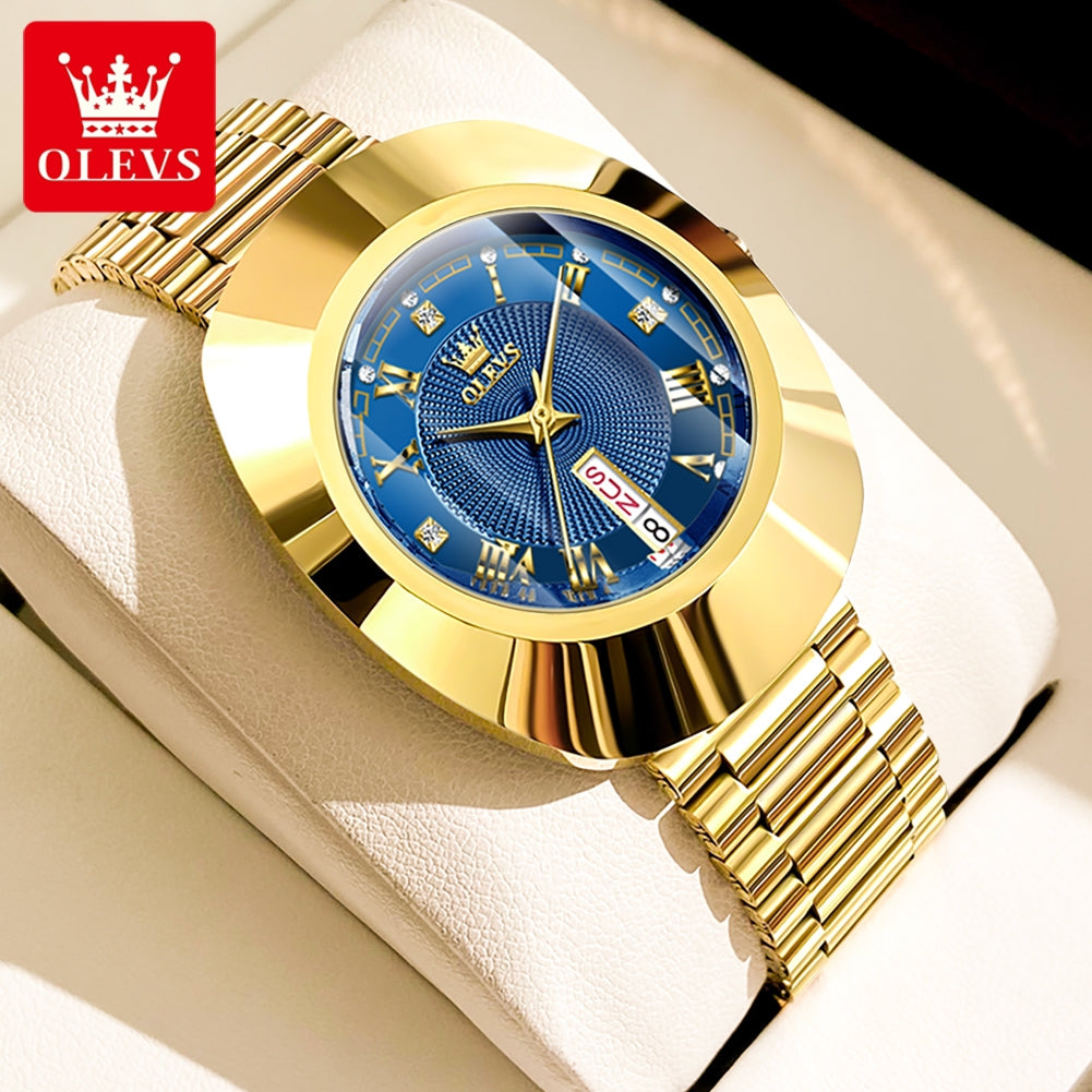 OLEVS Luxury Golden Women's Quartz Watch – Elegant Waterproof Tungsten Steel Wristwatch