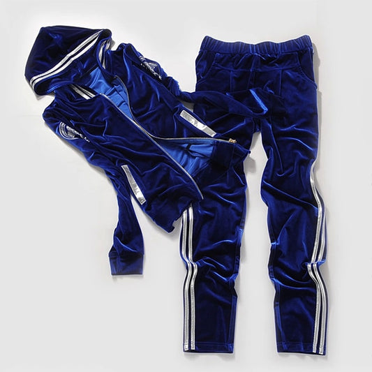 Velvet Women's Tracksuit – 2PCS Zipper Hoodie & Pants Set
