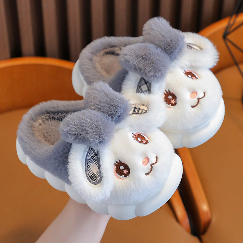 Cute Winter Kids Cotton Slippers β Warm Fleece Fur Non-Slip Shoes for Boys & Girls