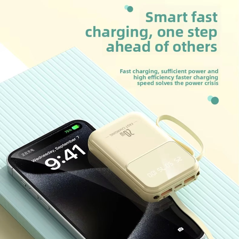20000mAh Mini Power Bank – PD 20W Fast Charging with LED Lamp