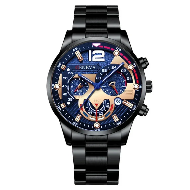 Luxury Men's Stainless Steel Quartz Watch – Creative Six-Pin Business & Sports Wristwatch