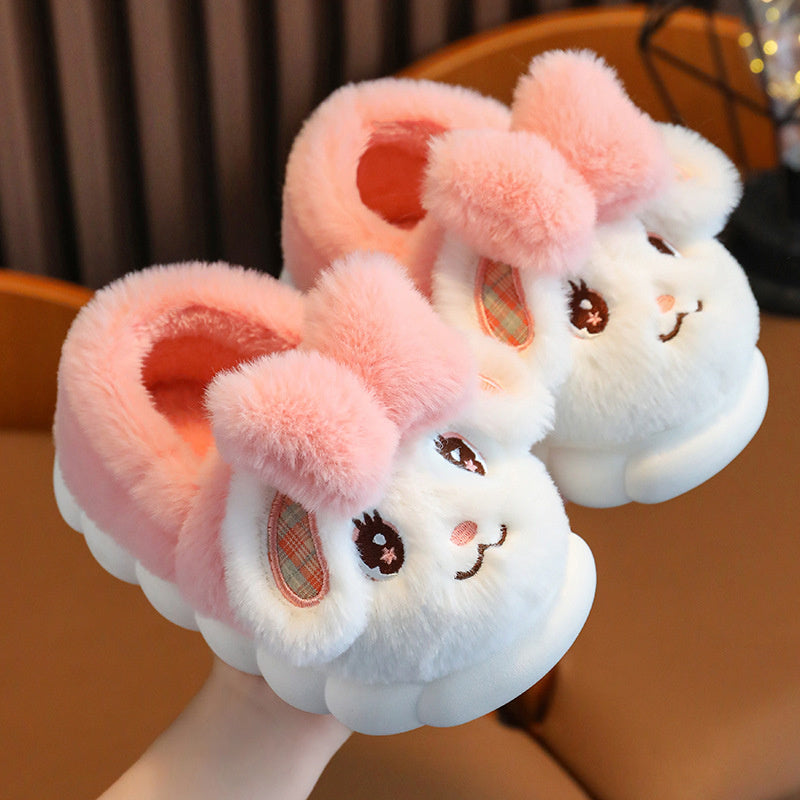 Cute Winter Kids Cotton Slippers β Warm Fleece Fur Non-Slip Shoes for Boys & Girls