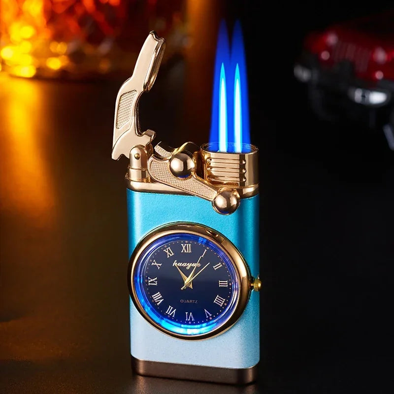 Creative Watch Windproof Gas Lighter with LED – Men’s Jet Flame Gadget
