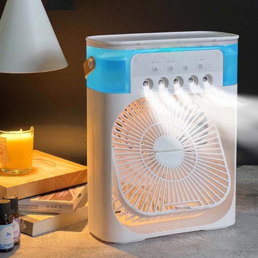 Portable Air Conditioner Fan USB Electric Fan with LED Night Light, Fine Mist Water, and Humidifier Function