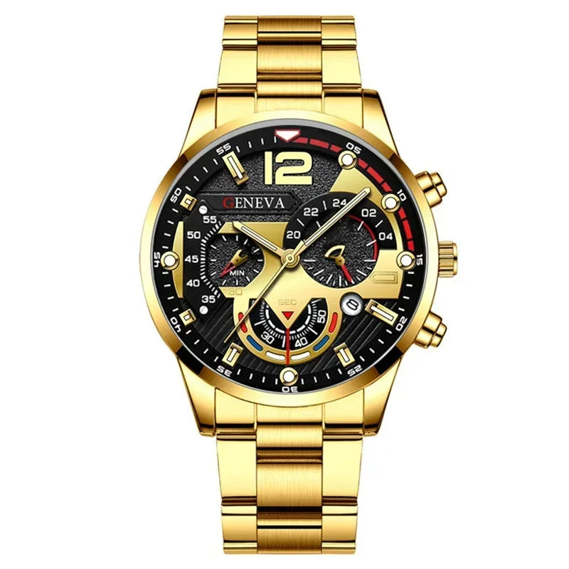 Luxury Men's Stainless Steel Quartz Watch – Creative Six-Pin Business & Sports Wristwatch