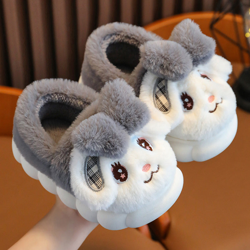 Cute Winter Kids Cotton Slippers β Warm Fleece Fur Non-Slip Shoes for Boys & Girls