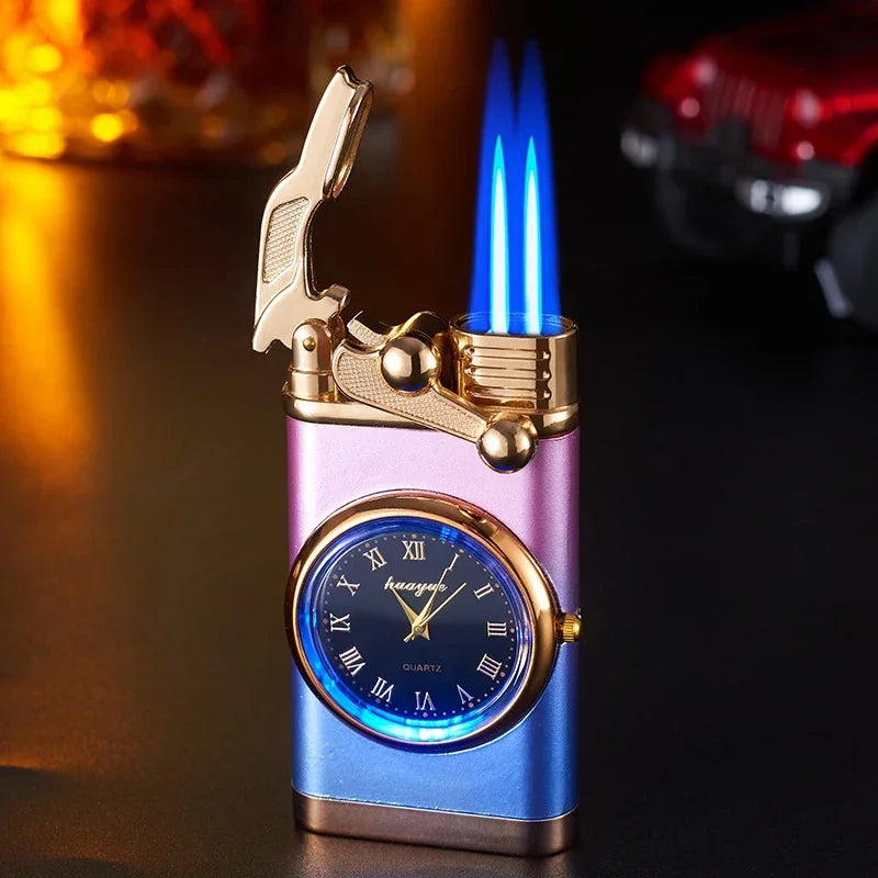 Creative Watch Windproof Gas Lighter with LED – Men’s Jet Flame Gadget