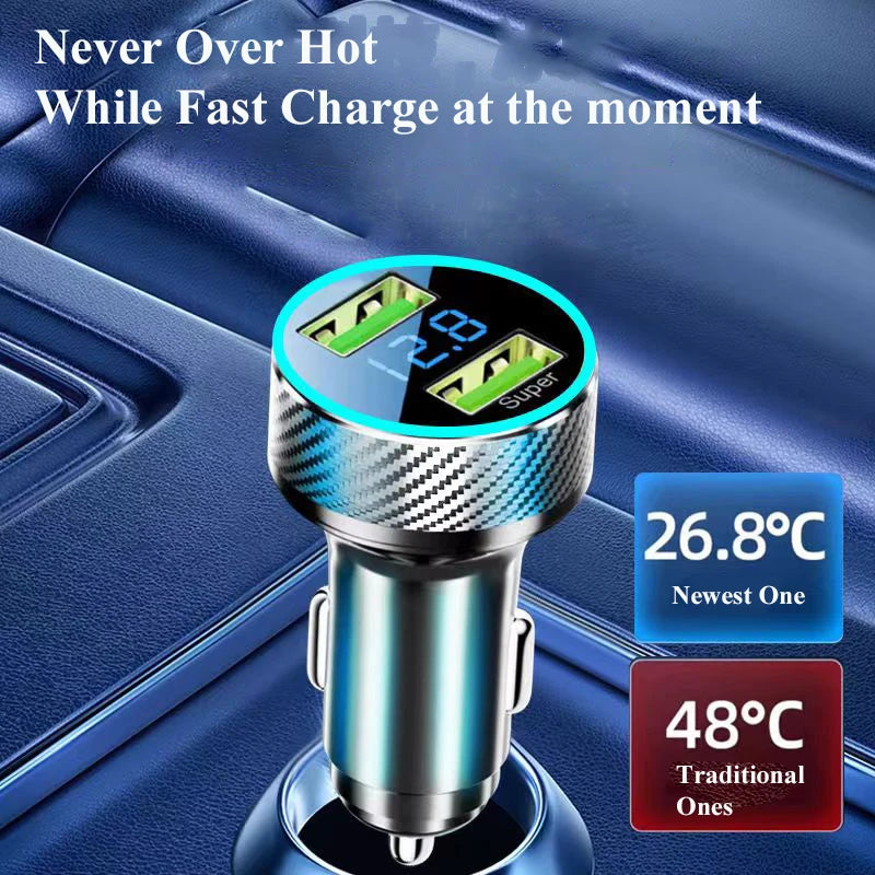 2-in-1 300W Super Fast USB Car Charger with LED Voltage Display