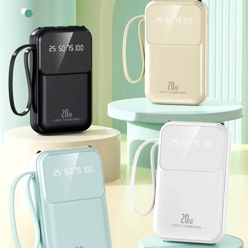 20000mAh Mini Power Bank – PD 20W Fast Charging with LED Lamp