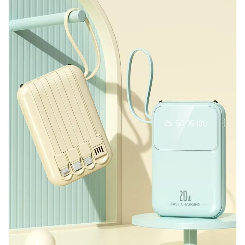 20000mAh Mini Power Bank – PD 20W Fast Charging with LED Lamp