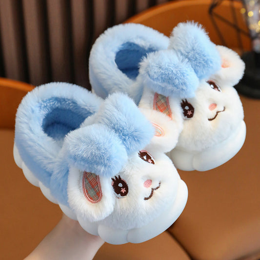 Cute Winter Kids Cotton Slippers – Warm Fleece Fur Non-Slip Shoes for Boys & Girls
