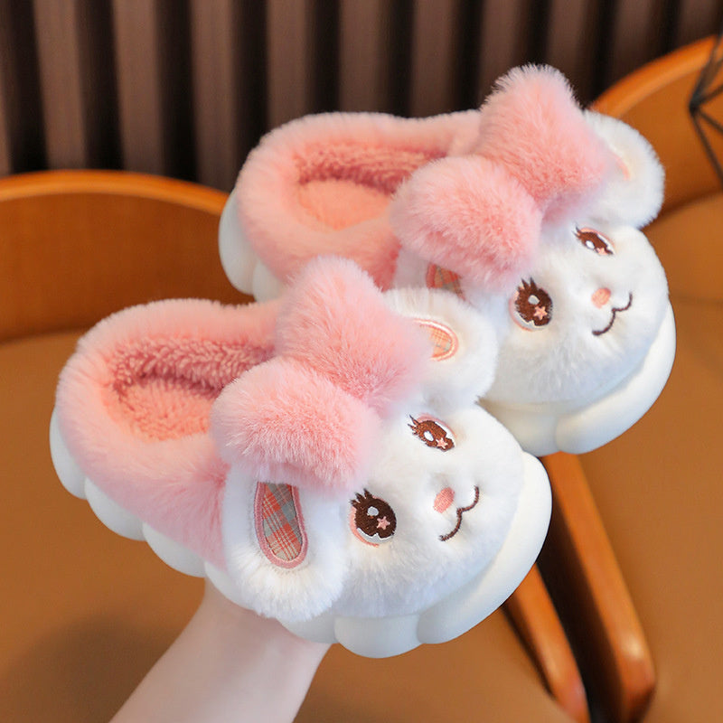 Cute Winter Kids Cotton Slippers β Warm Fleece Fur Non-Slip Shoes for Boys & Girls