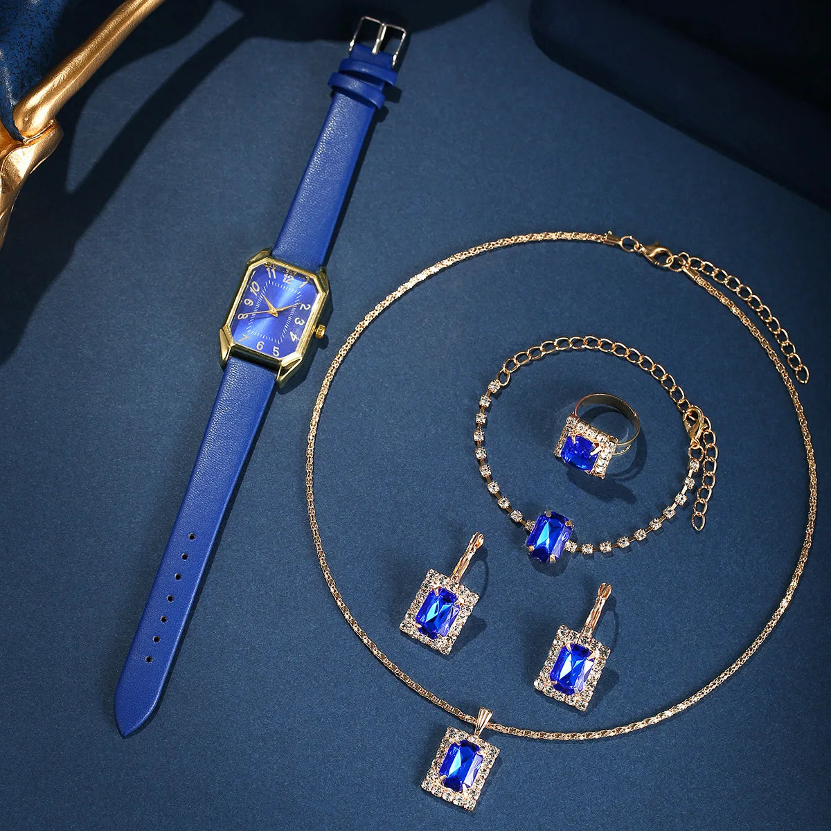 Luxury Square Women's Watch & Jewelry Set – Classic Quartz Design