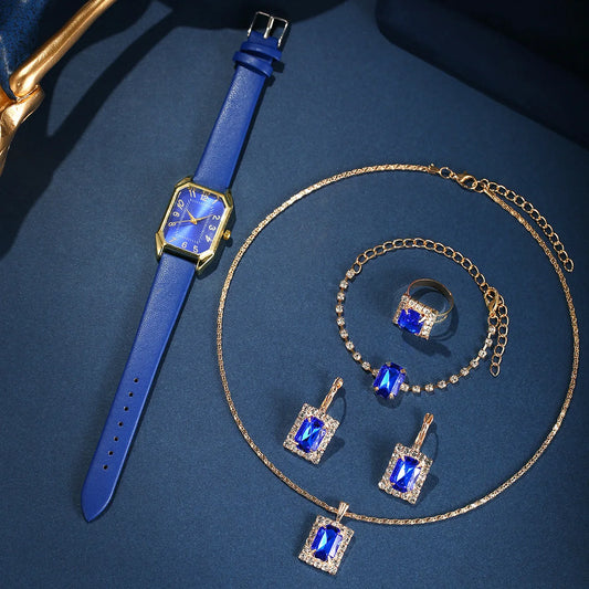 Luxury Square Women's Watch & Jewelry Set – Classic Quartz Design