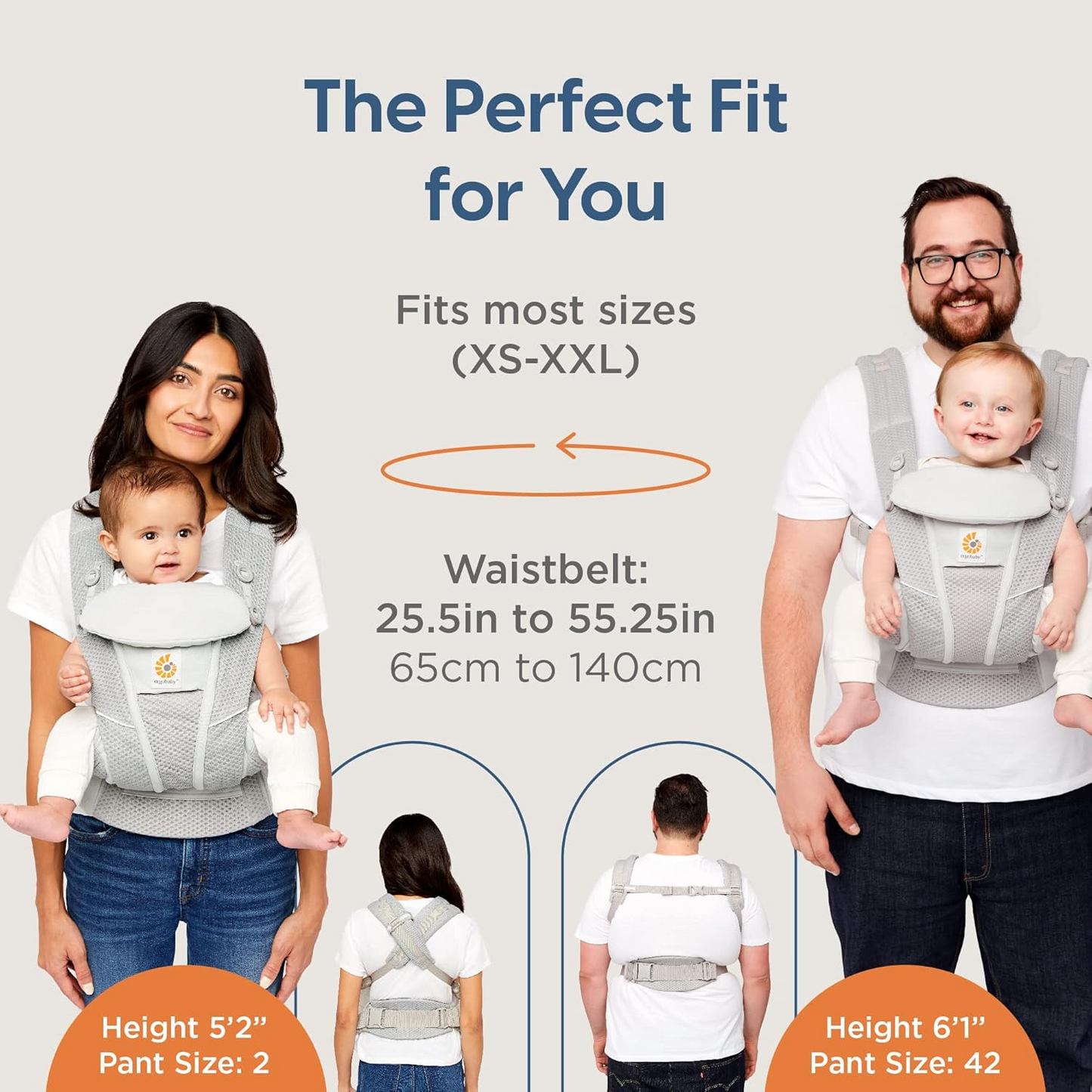 Ergobaby Breathable Mesh Baby Carrier โ All Carry Positions with Lumbar Support (7โ45 lbs)