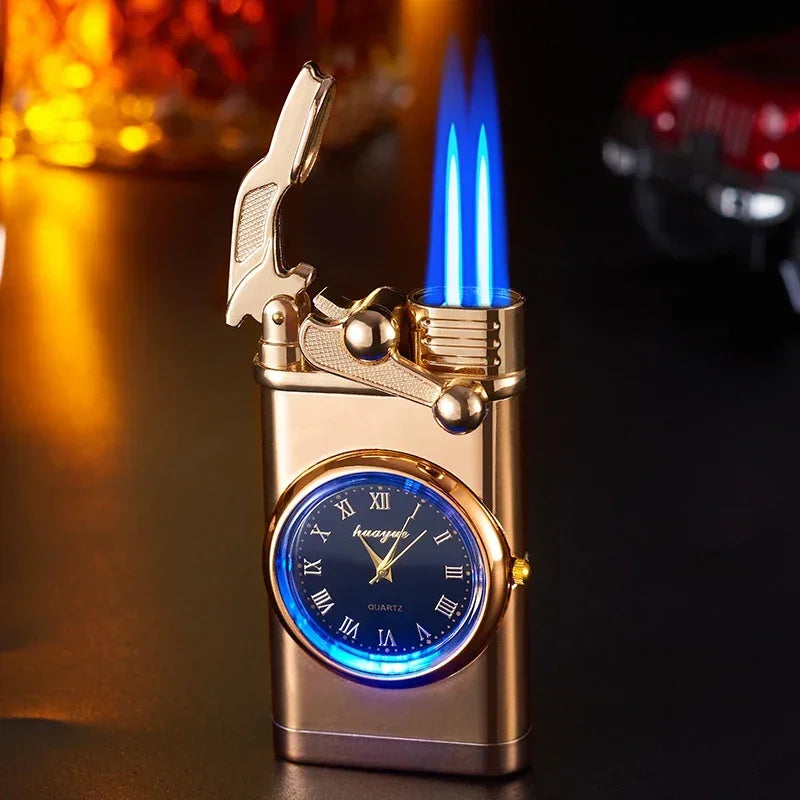 Creative Watch Windproof Gas Lighter with LED – Men’s Jet Flame Gadget