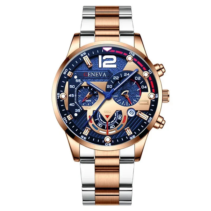 Luxury Men's Stainless Steel Quartz Watch – Creative Six-Pin Business & Sports Wristwatch