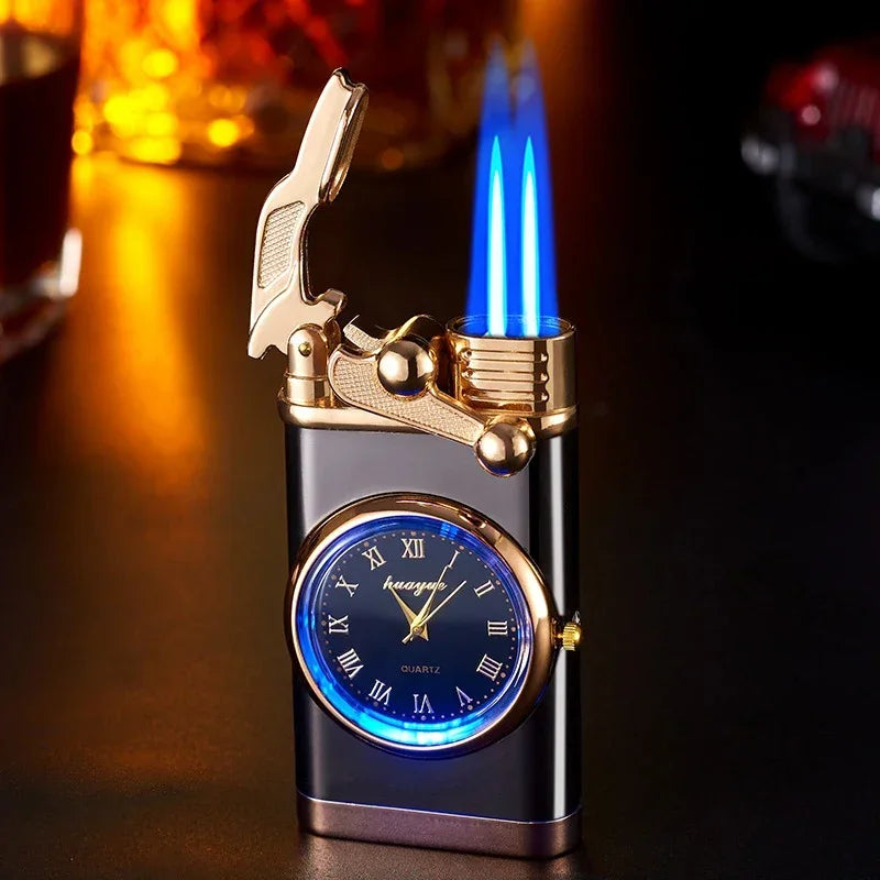 Creative Watch Windproof Gas Lighter with LED – Men’s Jet Flame Gadget