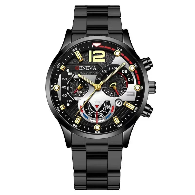 Luxury Men's Stainless Steel Quartz Watch – Creative Six-Pin Business & Sports Wristwatch