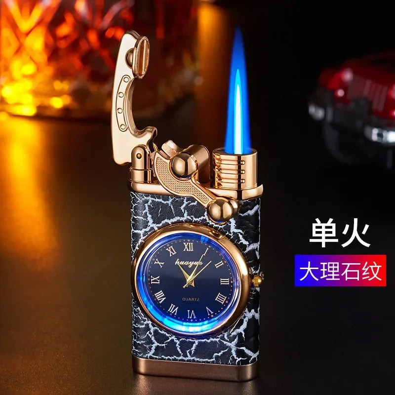 Creative Watch Windproof Gas Lighter with LED – Men’s Jet Flame Gadget