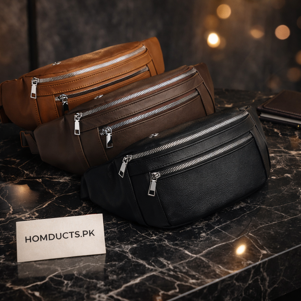 Luxury Multi-Zip Leather Crossbody Waist Bag — Premium Everyday Travel Sling