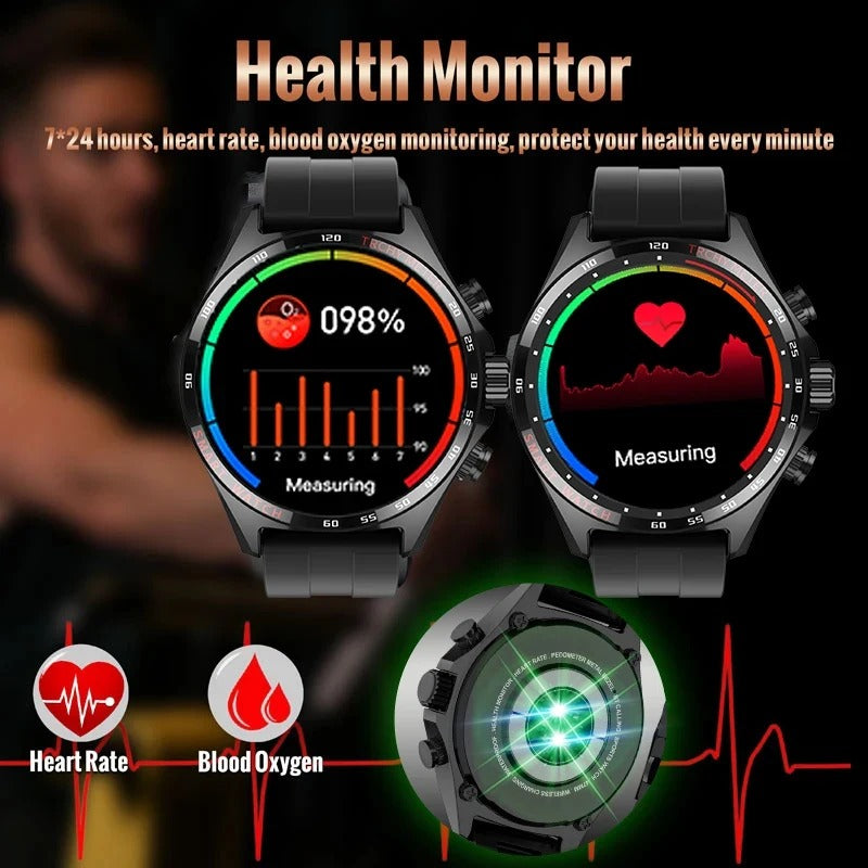 Hotsale Silver Gold Stainless Steel Color Smart Watch 1.58 Inch Bt Call Nfc Wireless Charging Smartwatch