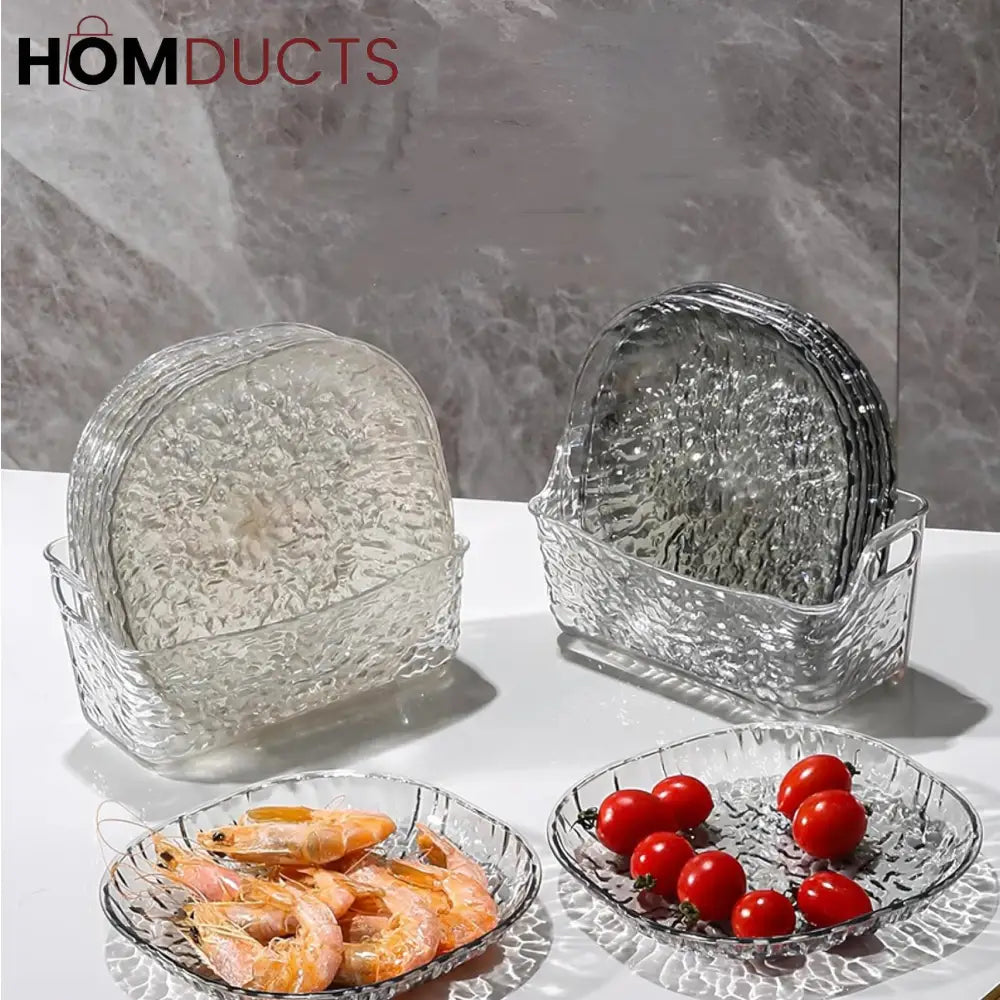 Luxury Crystal Plate Set with Storage Box – 8 Pcs
