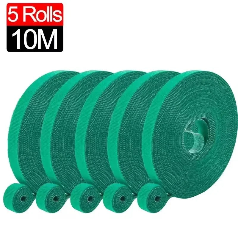 Self Adhesive Plant Nylon Cable Tie Green Adjustable Plants Hook Loop Support Garden Twine Bandage Reusable Fastener Tape Strips