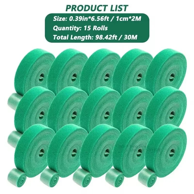 Self Adhesive Plant Nylon Cable Tie Green Adjustable Plants Hook Loop Support Garden Twine Bandage Reusable Fastener Tape Strips