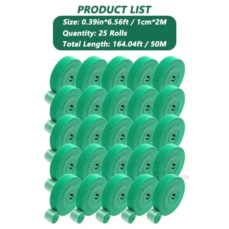 Self Adhesive Plant Nylon Cable Tie Green Adjustable Plants Hook Loop Support Garden Twine Bandage Reusable Fastener Tape Strips