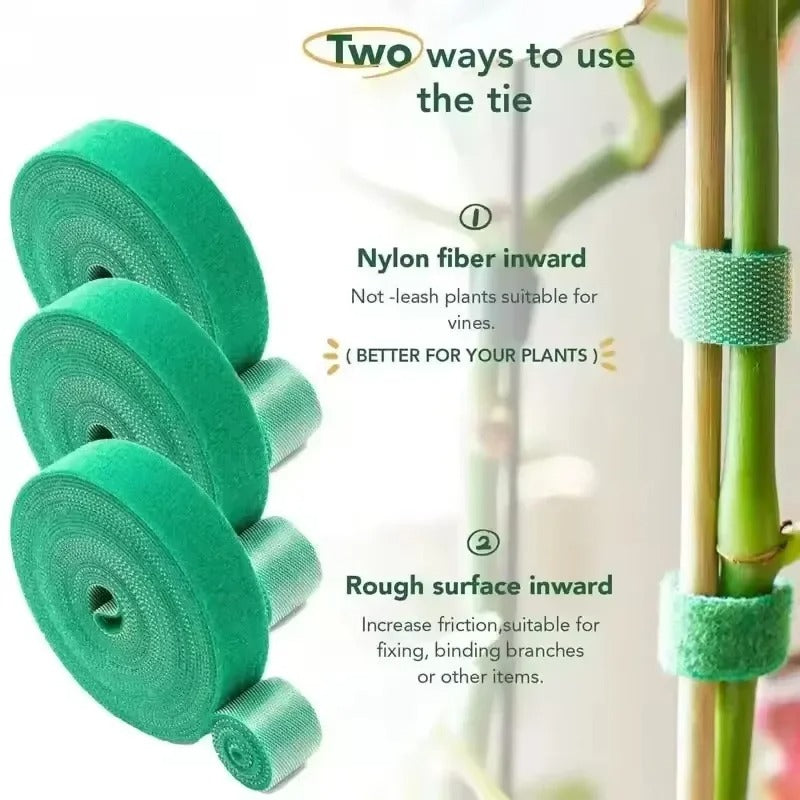 Self Adhesive Plant Nylon Cable Tie Green Adjustable Plants Hook Loop Support Garden Twine Bandage Reusable Fastener Tape Strips
