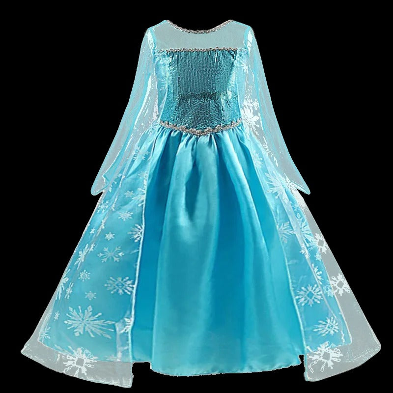 Girls Snow Queen Elsa Costume – 2025 Frozen Princess Dress for Party & Carnival