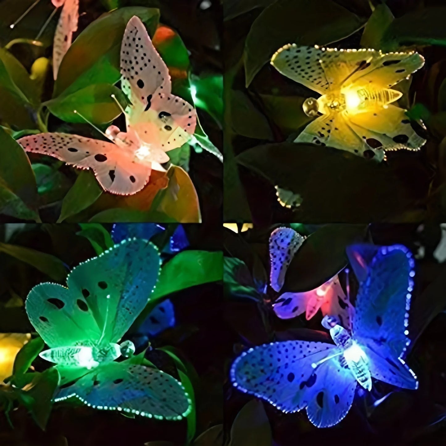Solar Fiber Butterfly Light String 12LED Outdoor Waterproof Garden Powered Lawn Lights For Villas Terraces Party Decoration
