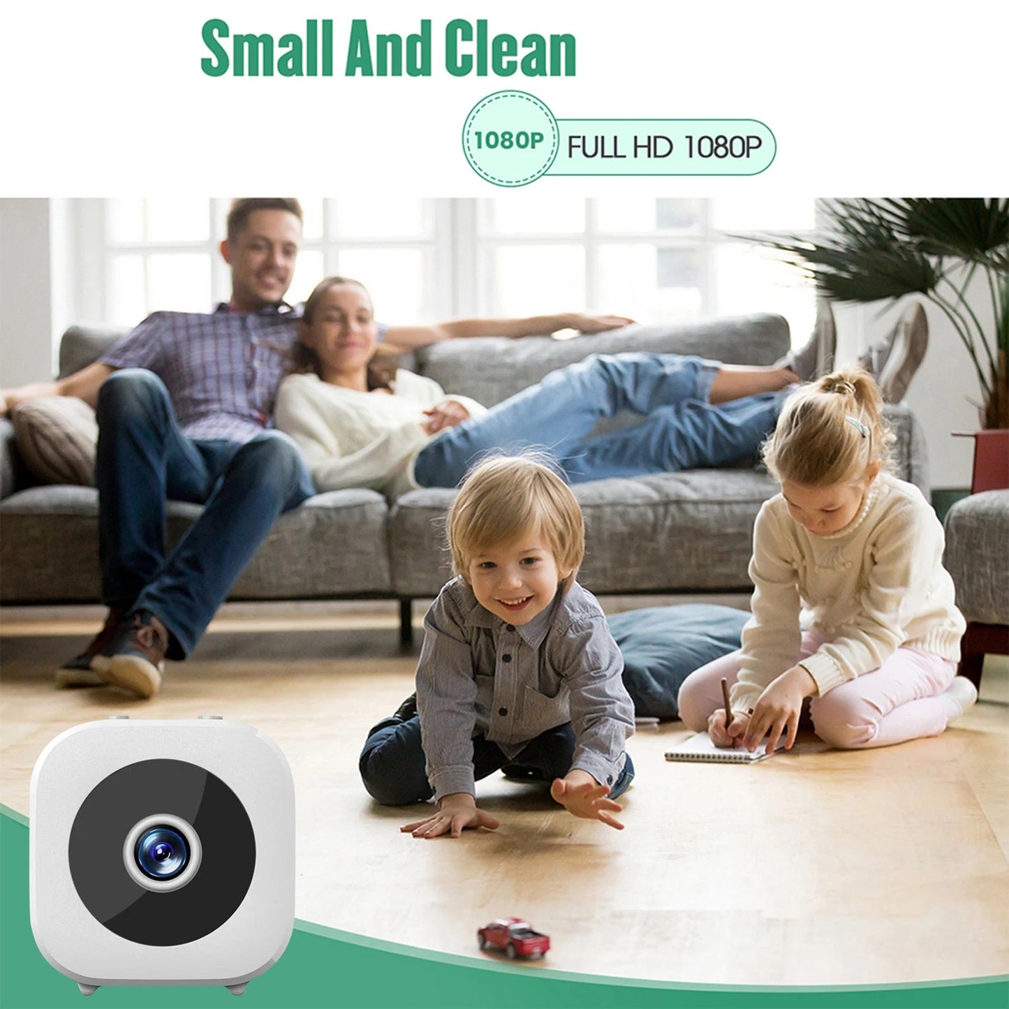 Smart Wireless Security Camera Motion Detection WiFi Remote Monitoring Recorder Mini HD Camera for Patio Porch Indoor