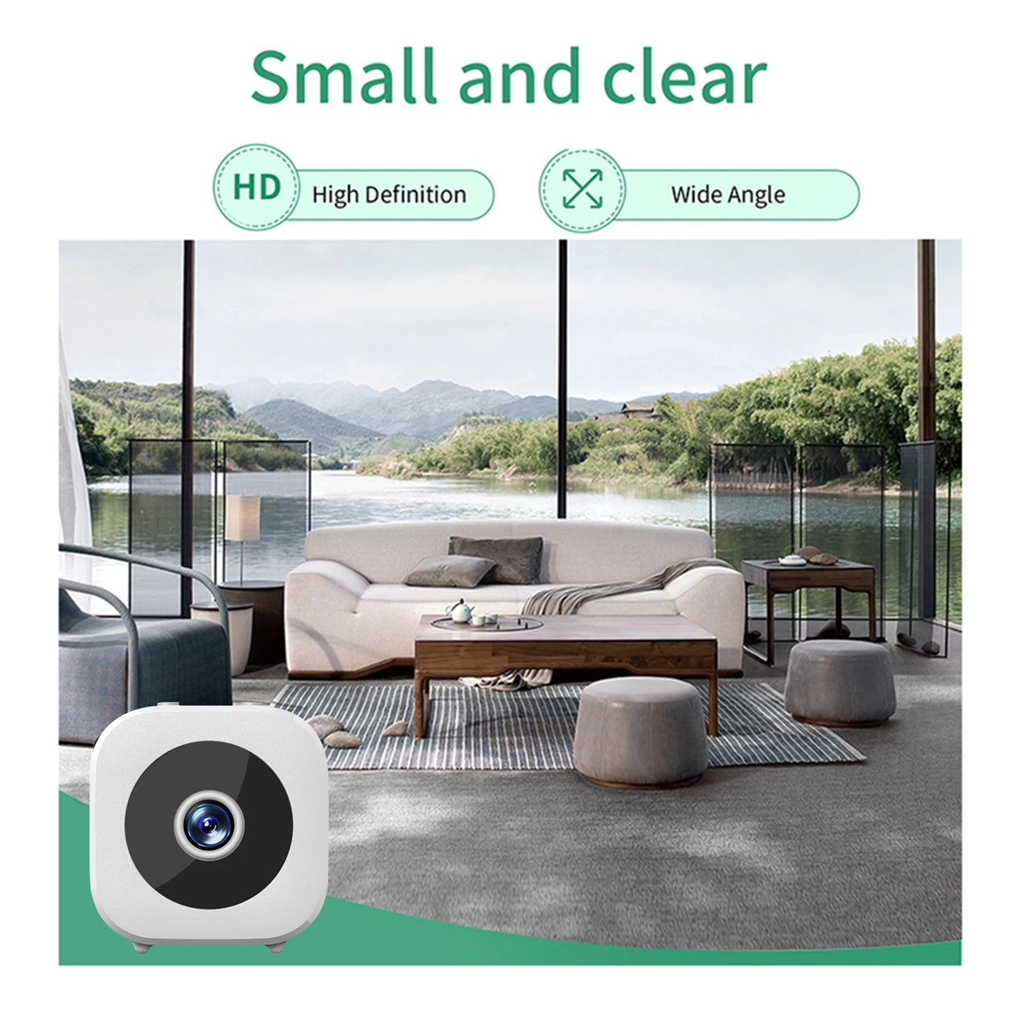 Smart Wireless Security Camera Motion Detection WiFi Remote Monitoring Recorder Mini HD Camera for Patio Porch Indoor