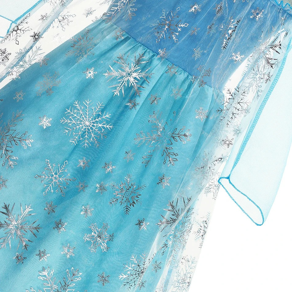Girls Snow Queen Elsa Costume – 2025 Frozen Princess Dress for Party & Carnival