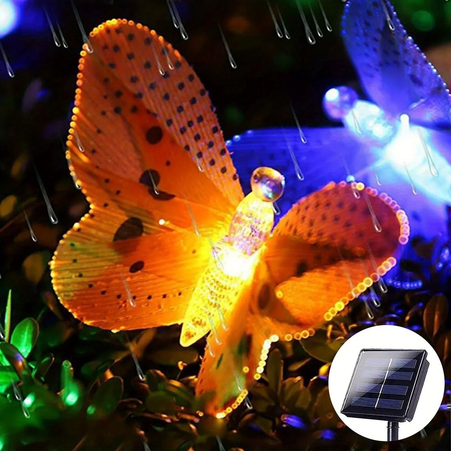 Solar Fiber Butterfly Light String 12LED Outdoor Waterproof Garden Powered Lawn Lights For Villas Terraces Party Decoration