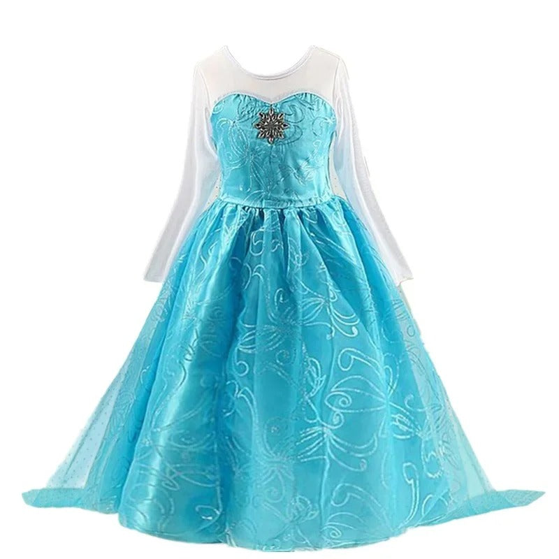 Girls Snow Queen Elsa Costume – 2025 Frozen Princess Dress for Party & Carnival