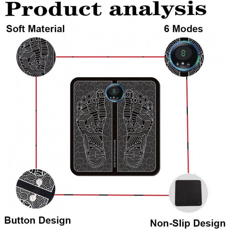 EMS Foot Massager Mat - Smart TENS Acupuncture Pad for Blood Circulation & Pain Relief