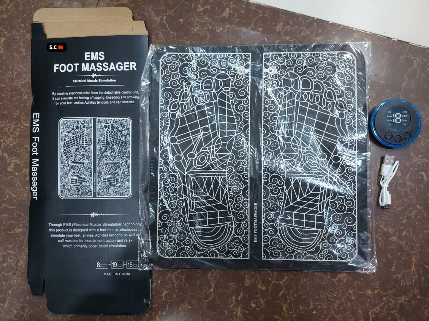 EMS Foot Massager Mat - Smart TENS Acupuncture Pad for Blood Circulation & Pain Relief