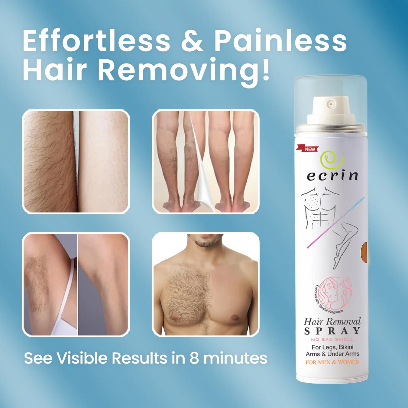 New Ecrin Hair Removal Foaming Spray – Advanced Formula with Refreshing Fragrance (200ml)