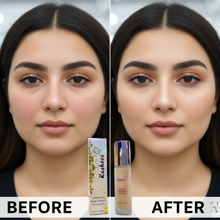 Kashee’s 24 Hrs High Coverage Foundation 20ml | Long Lasting Matte Finish | Lightweight Full Coverage Liquid Foundation For Flawless Skin (Shade 3)