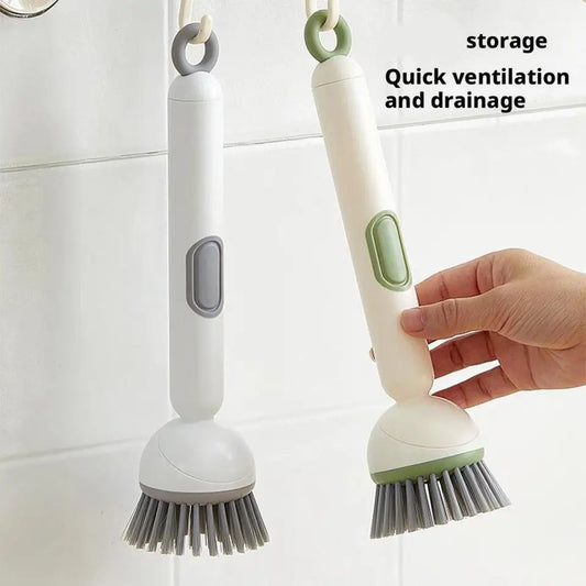 Kitchen Cleaning Brush with Soap Dispenser – Adjustable Handle Dish Scrubber for Pots, Pans & Dishes (Refillable, Random Color)