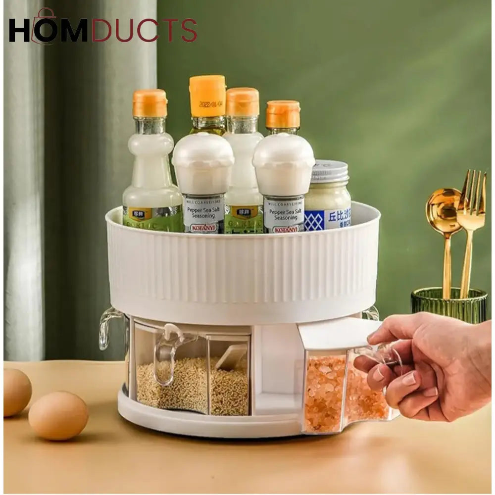 360 Rotating Spice Rack With Storage Tray