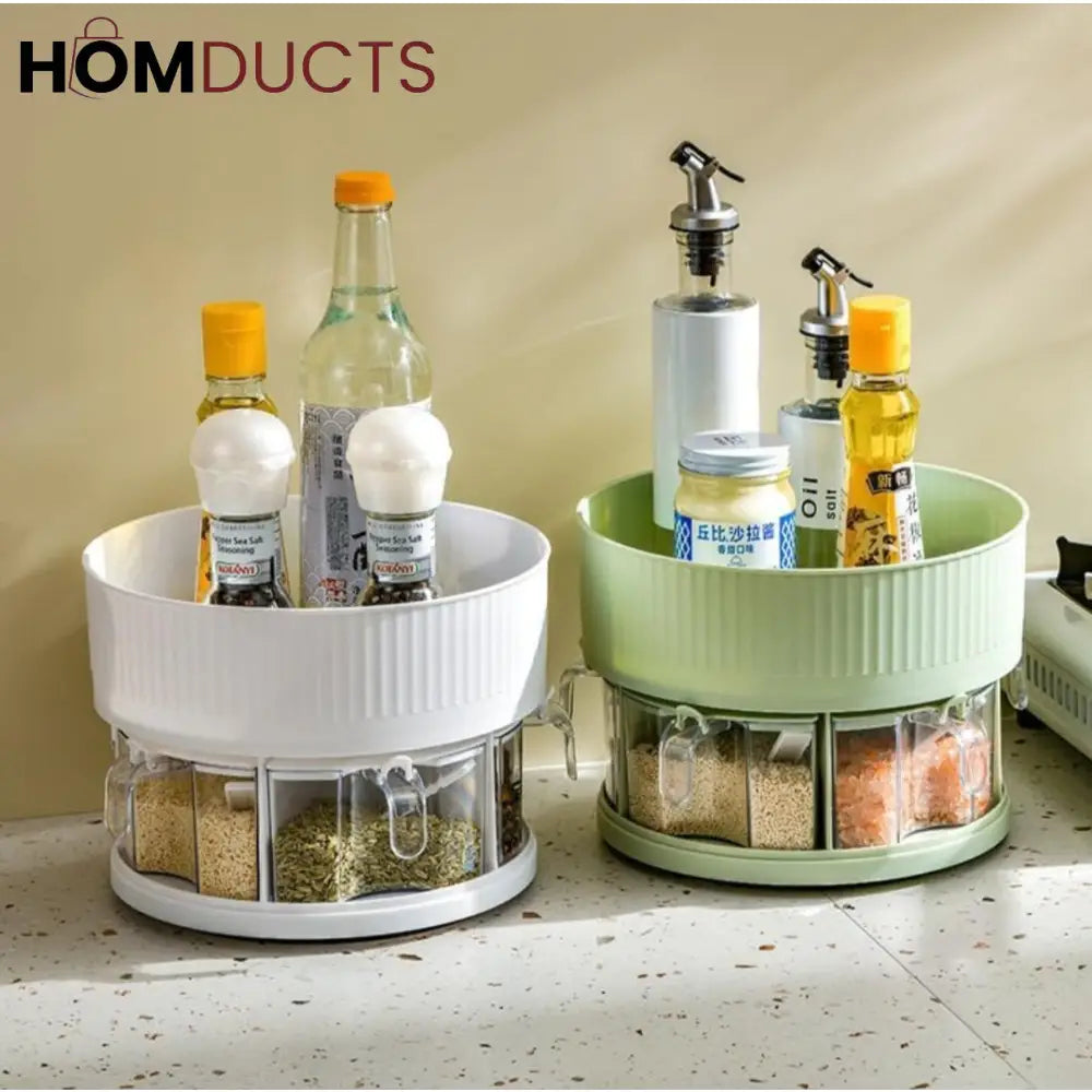 360 Rotating Spice Rack With Storage Tray